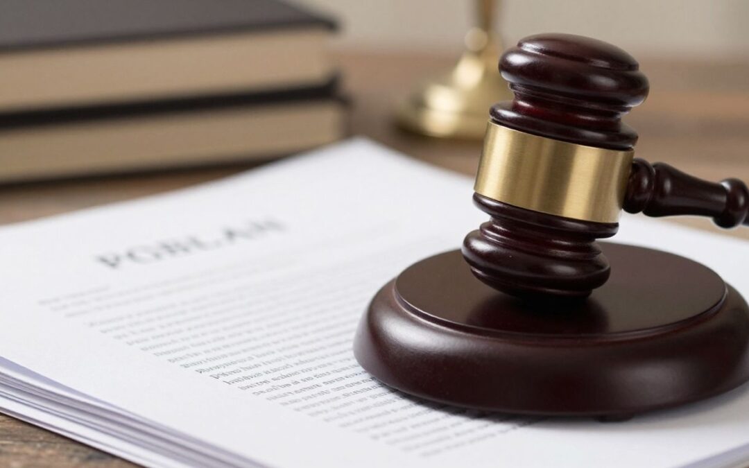 Schiedsspruchhammer auf Dokumenten